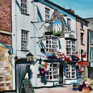 Painting of the Iconic Coachhouse, Hotel Bar and Restaurant; The Three Swans in Market Harborough