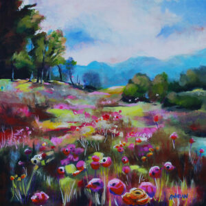 'Fields of Pink II' 50cm x 50cm Original Acrylic Painting on Canvas